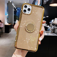 Load image into Gallery viewer, Lovebay Diamond Ring Holder Phone Case For iPhone 11 Pro 7 8 6 6s Plus X XR XS Max Glitter Paper Silicone Soft TPU Back Cover