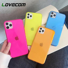 Load image into Gallery viewer, LOVECOM Cute Fluorescent Solid Color Phone Case For iPhone 11 Pro Max XR XS Max 7 8 Plus X Soft TPU Clear Back Cover Coque Gifts