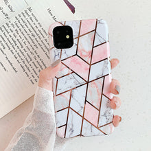 Load image into Gallery viewer, Lovebay Geometric Marble Texture Phone Cases For iPhone 11 X XR XS Max 11 Pro Max Soft IMD Cases Cover For iPhone 6 6S 7 8 Plus