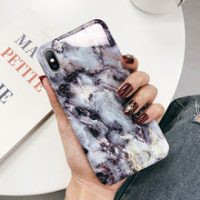 Load image into Gallery viewer, Lovebay Geometric Marble Texture Phone Cases For iPhone 11 X XR XS Max 11 Pro Max Soft IMD Cases Cover For iPhone 6 6S 7 8 Plus