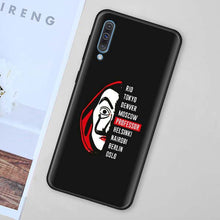 Load image into Gallery viewer, La Casa de papel Black Soft Case for Samsung Galaxy A50 A70 A40 A10 A20 A30 A60 A9 A8 A6 A7 Silicone TPU Phone Case Cover Shell

