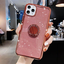 Load image into Gallery viewer, Lovebay Diamond Ring Holder Phone Case For iPhone 11 Pro 7 8 6 6s Plus X XR XS Max Glitter Paper Silicone Soft TPU Back Cover
