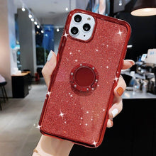 Load image into Gallery viewer, Lovebay Diamond Ring Holder Phone Case For iPhone 11 Pro 7 8 6 6s Plus X XR XS Max Glitter Paper Silicone Soft TPU Back Cover
