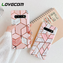 Load image into Gallery viewer, LOVECOM Phone Case For Samsung Galaxy Note 10 A50 A70 S20 S10e S10 S9 S8 Plus Electroplated Geometric Marble Soft IMD Back Cover

