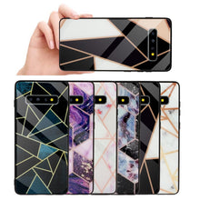 Load image into Gallery viewer, LOVECOM Tempered Glass Phone Case For Samsung Galaxy Note 10 Pro A50 S10 S8 S9 Plus S10e Note 8 9 Geometric Marble Back Cover
