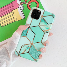 Load image into Gallery viewer, Lovebay Geometric Marble Texture Phone Cases For iPhone 11 X XR XS Max 11 Pro Max Soft IMD Cases Cover For iPhone 6 6S 7 8 Plus
