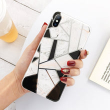 Load image into Gallery viewer, Lovebay Geometric Marble Texture Phone Cases For iPhone 11 X XR XS Max 11 Pro Max Soft IMD Cases Cover For iPhone 6 6S 7 8 Plus
