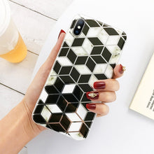Load image into Gallery viewer, Lovebay Geometric Marble Texture Phone Cases For iPhone 11 X XR XS Max 11 Pro Max Soft IMD Cases Cover For iPhone 6 6S 7 8 Plus
