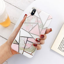 Load image into Gallery viewer, Lovebay Geometric Marble Texture Phone Cases For iPhone 11 X XR XS Max 11 Pro Max Soft IMD Cases Cover For iPhone 6 6S 7 8 Plus
