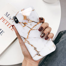 Load image into Gallery viewer, Lovebay Geometric Marble Texture Phone Cases For iPhone 11 X XR XS Max 11 Pro Max Soft IMD Cases Cover For iPhone 6 6S 7 8 Plus
