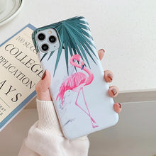 Load image into Gallery viewer, LOVECOM Vintage Flamingo Banana Leaf Phone Case For iPhone 11 Pro Max XR XS Max 7 8 6 6S Plus X Matte Soft IMD Marble Back Cover
