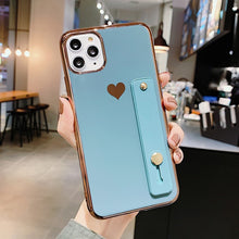 Load image into Gallery viewer, LOVECOM Wrist Strap Band Heart Phone Cases For iPhone 11 Pro Max XS Max XR 6 6S 7 8 Plus X Solid Color Soft TPU Back Cover Gift
