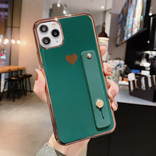 Load image into Gallery viewer, LOVECOM Wrist Strap Band Heart Phone Cases For iPhone 11 Pro Max XS Max XR 6 6S 7 8 Plus X Solid Color Soft TPU Back Cover Gift
