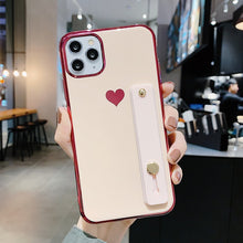 Load image into Gallery viewer, LOVECOM Wrist Strap Band Heart Phone Cases For iPhone 11 Pro Max XS Max XR 6 6S 7 8 Plus X Solid Color Soft TPU Back Cover Gift
