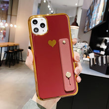 Load image into Gallery viewer, LOVECOM Wrist Strap Band Heart Phone Cases For iPhone 11 Pro Max XS Max XR 6 6S 7 8 Plus X Solid Color Soft TPU Back Cover Gift
