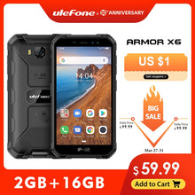 Load image into Gallery viewer, Ulefone Armor X6 IP68 MT6580 Rugged Waterproof Smartphone Android 9.0 Cell Phone Mobile Phon/Quad-core/ 4000mAh /2GB 16GB /3G

