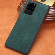 Load image into Gallery viewer, Cow Suede Genuine Leather Smartphone Phone Case for Samsung Galaxy S20 Ultra S20 Plus S20 Note 10 S10 Plus A50 A51 Back Cover

