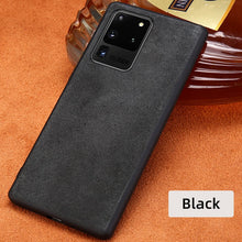 Load image into Gallery viewer, Cow Suede Genuine Leather Smartphone Phone Case for Samsung Galaxy S20 Ultra S20 Plus S20 Note 10 S10 Plus A50 A51 Back Cover
