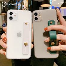 Load image into Gallery viewer, Funda de teléfono de correa de muñeca de Color sólido Lovebay para iPhone 11 Pro 7 8 6s Plus X XR XS Max transparente esmerilado funda trasera suave TPU
